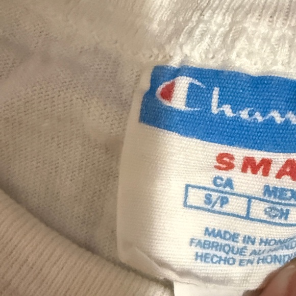 Champion White Tee with Red and Blue stitched Emblem - Picture 2 of 5
